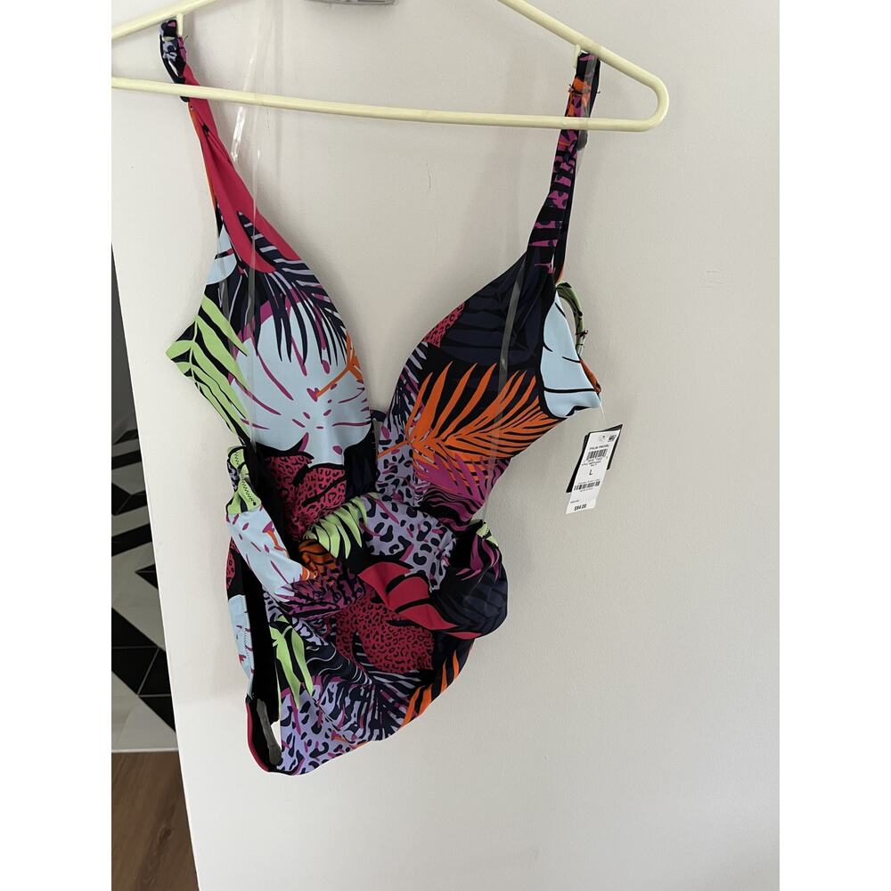 Bar111 Monokini L NEW Palm Prowl Swimsuit Cross Front Subtle Support